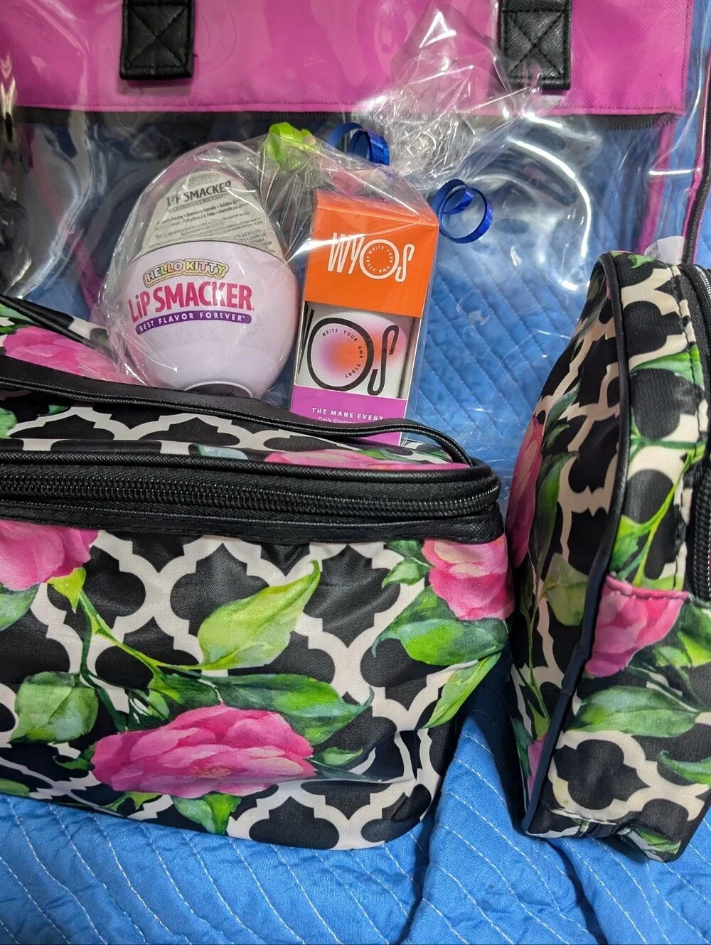 Modella Bright Pink Clear Bag Combo
